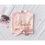 Pink Satin Bride Robe for Wedding Bridal Party