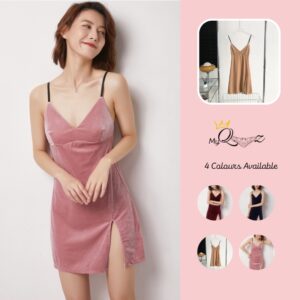 Velvet nightwear Malaysia – velvet slip nightdress baju tidur velvet